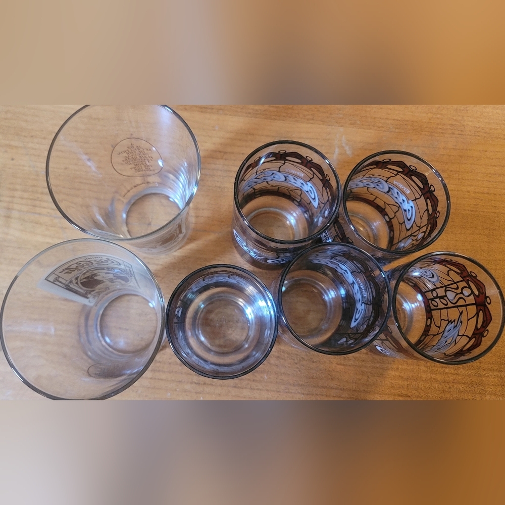 VINTAGE Coca-Cola Tiffany Style, Stained Glass Drinking Glasses/Tumblers 5(+2) - Picture 4 of 16